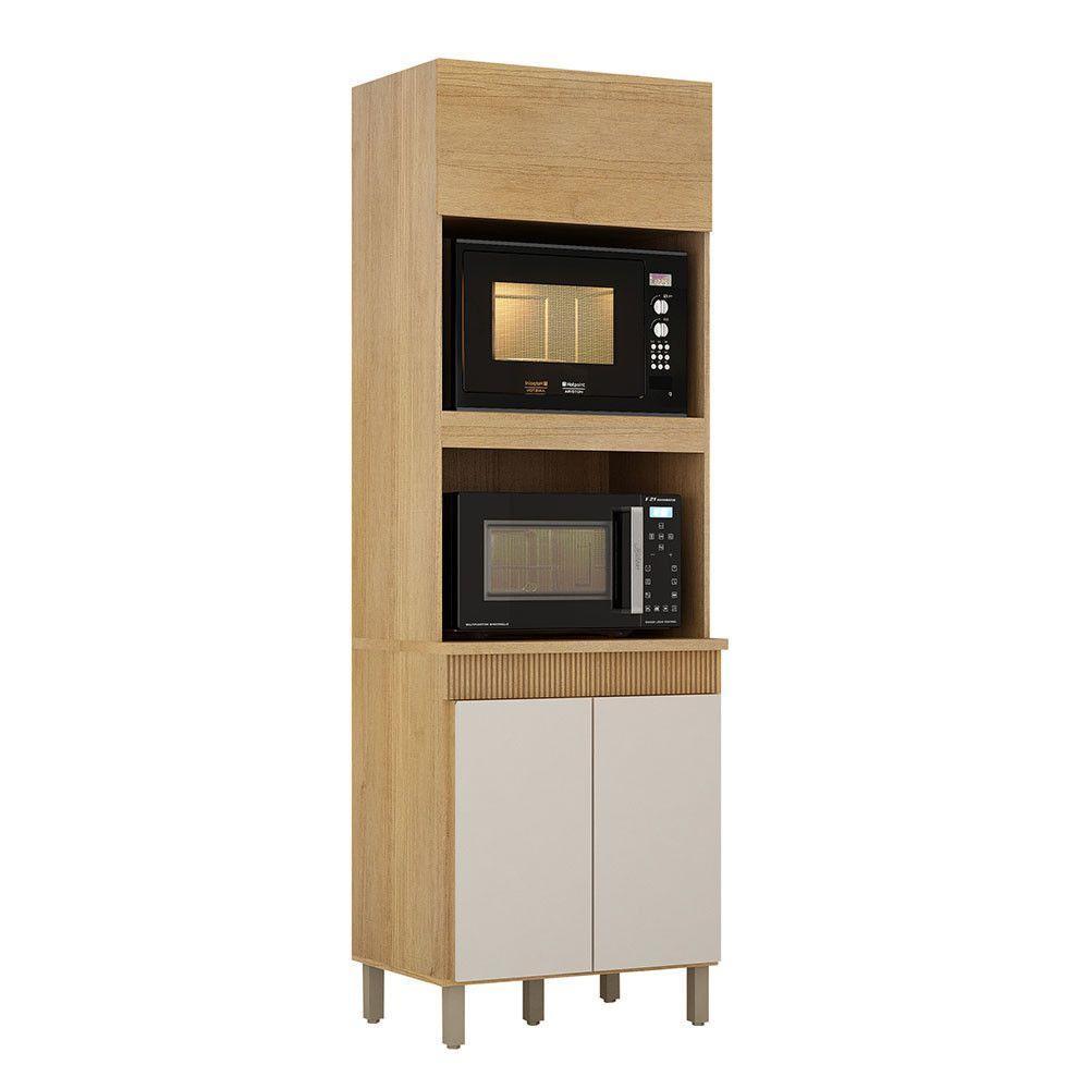 Paneleiro Com 2 Nichos 3 Portas Dakota Valdemoveis Cinamomo/off White - 9