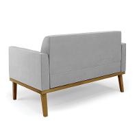 Sofá Namoradeira Base De Madeira Fixa Castanho Marisa Suede Cinza D03 - D?rossi - 2