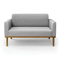 Sofá Namoradeira Base De Madeira Fixa Castanho Marisa Suede Cinza D03 - D?rossi - 3