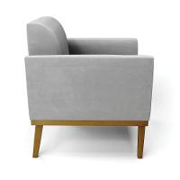 Sofá Namoradeira Base De Madeira Fixa Castanho Marisa Suede Cinza D03 - D?rossi - 7