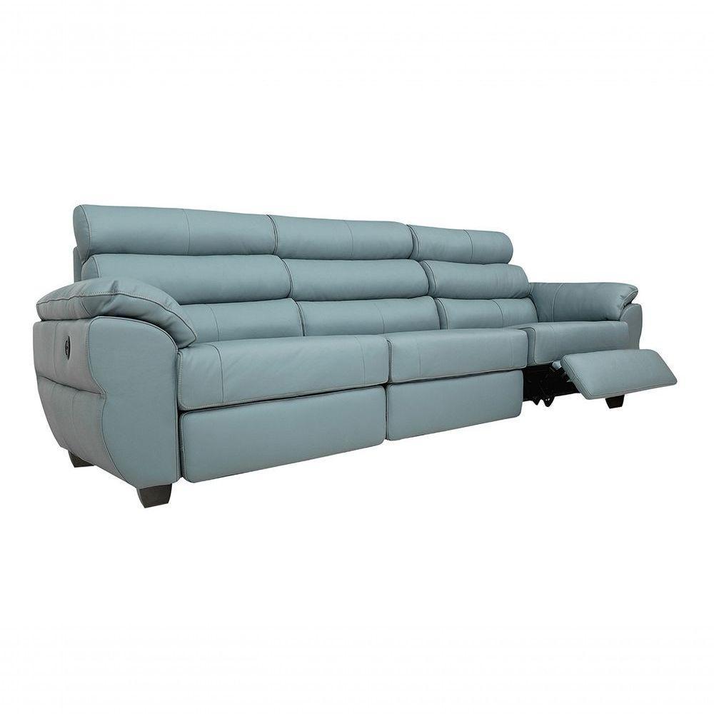 Sofá Reclinável Elétrico De Couro Liverpool Light Blue - Mempra - 2
