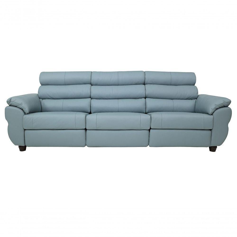 Sofá Reclinável Elétrico De Couro Liverpool Light Blue - Mempra - 3