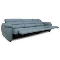 Sofá Reclinável Elétrico De Couro Liverpool Light Blue - Mempra