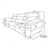 Sofá Reclinável Elétrico De Couro Liverpool Light Blue - Mempra - 5