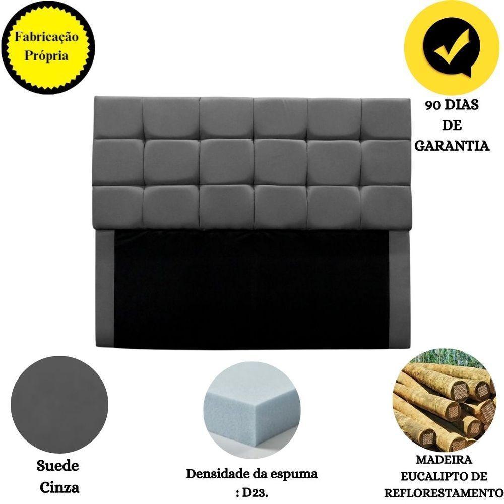 Cabeceira Cama Box Estofada Solteiro 90 Cm Gabriela Suede Cinza - 4