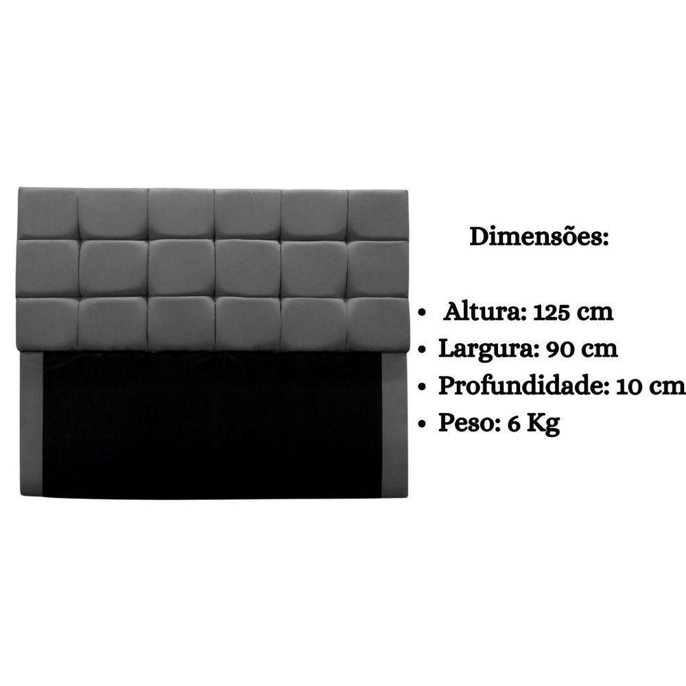Cabeceira Cama Box Estofada Solteiro 90 Cm Gabriela Suede Cinza - 8