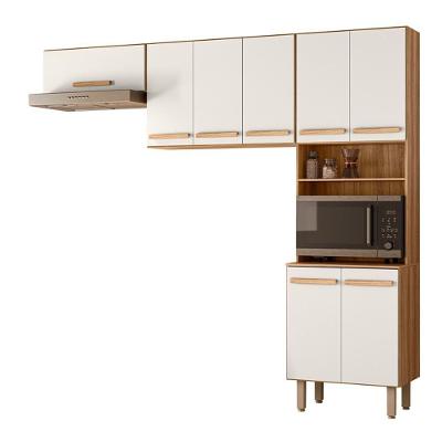 Armario De Cozinha Lemon Com 8 Portas 222 Cm Freijo/Off White
