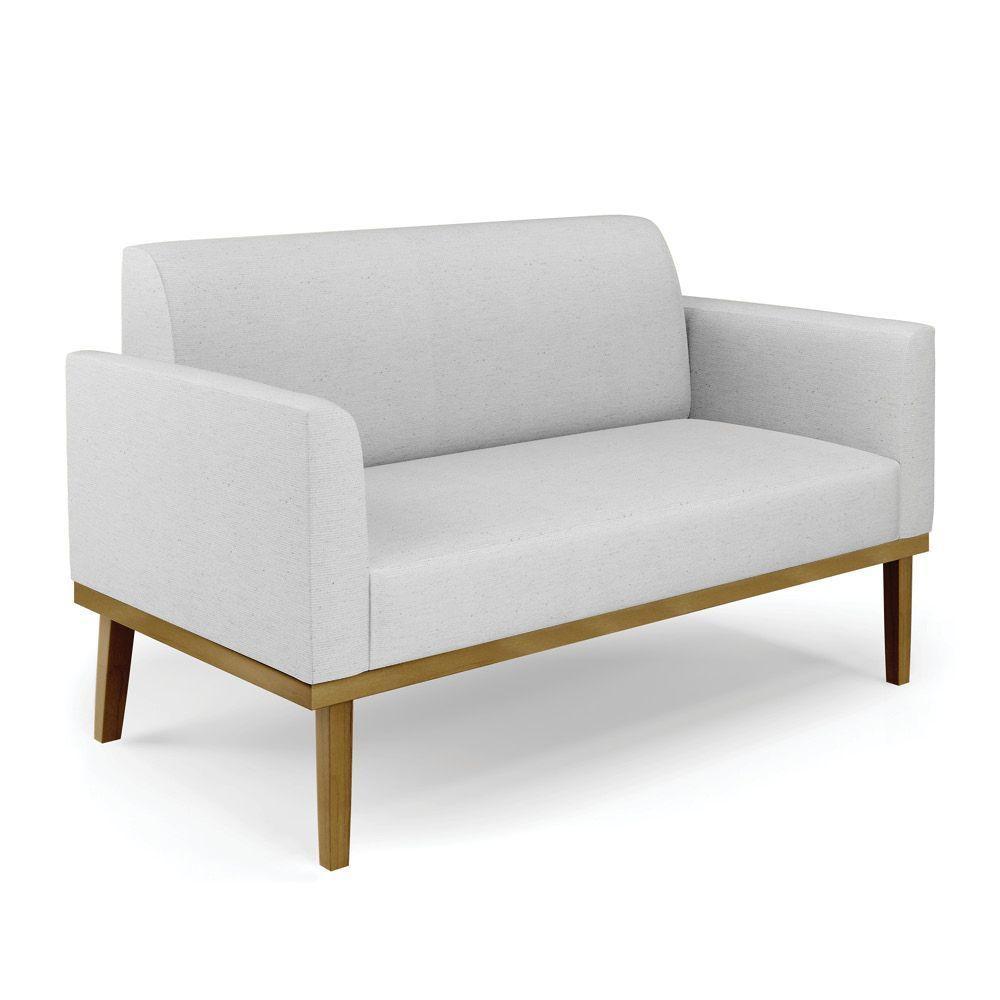 Sofá Namoradeira Com 2 Poltronas Base De Madeira Fixa Castanho Marisa Linho Cinza A05 D03 - D?rossi - 6