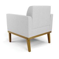 Sofá Namoradeira Com 2 Poltronas Base De Madeira Fixa Castanho Marisa Linho Cinza A05 D03 - D?rossi - 8