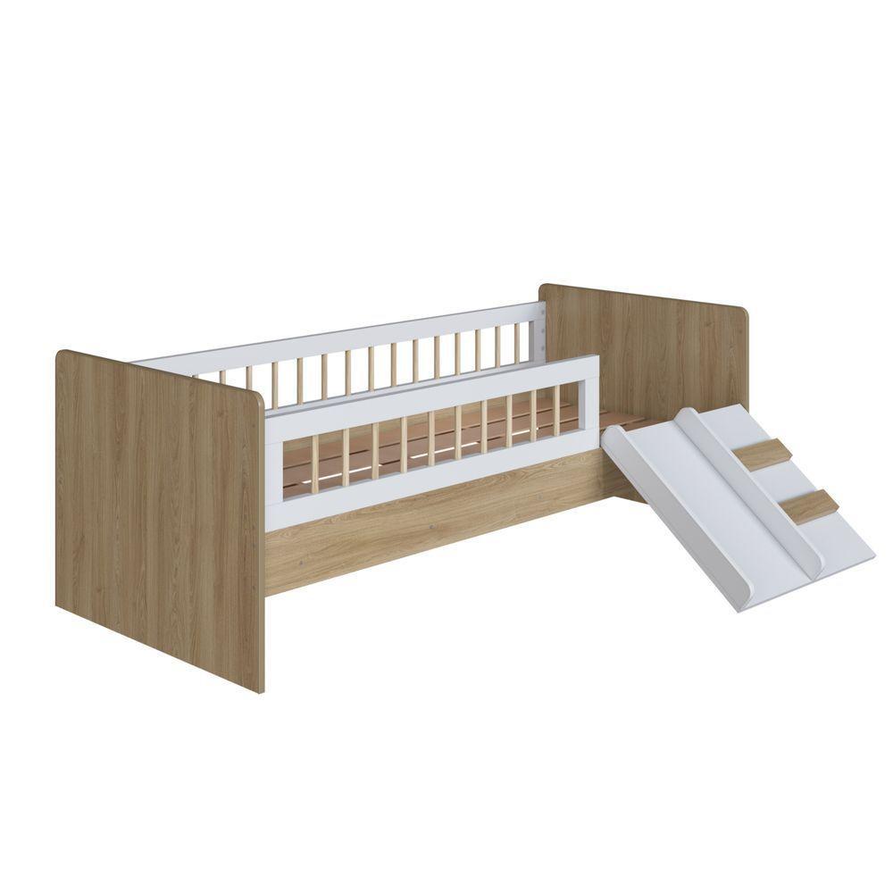 Cama Montessoriana De Solteiro Com Escada E Escorrega Linha Affetto Aft010 - Completa Móveis Aveiro/branco - 3