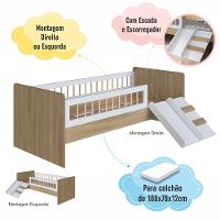 Cama Montessoriana De Solteiro Com Escada E Escorrega Linha Affetto Aft010 - Completa Móveis Aveiro/branco - 5