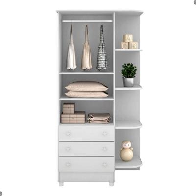 Guarda Roupa Infantil Solteiro Louis 2 Portas 3 Gavetas Branco MDP Qmovi
