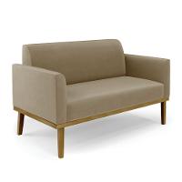 Sofá Namoradeira Com Poltrona Base De Madeira Fixa Castanho Marisa Suede D03 - D?rossi Cor Marrom Rato