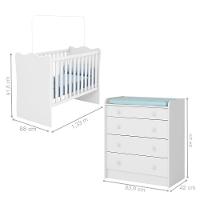 Guarda Roupa 825 + Berço Doce Sonho 1 + Cômoda Trocador 2523 Branco - 2