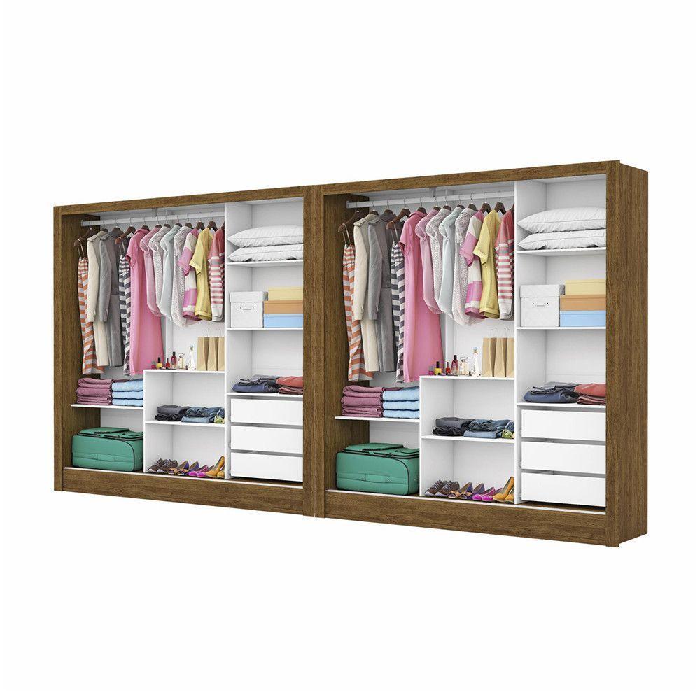Closet Casal Duplo Dubai 6 Portas Com Espelho 6 Gavetas Cinamomo Com Off White - 2