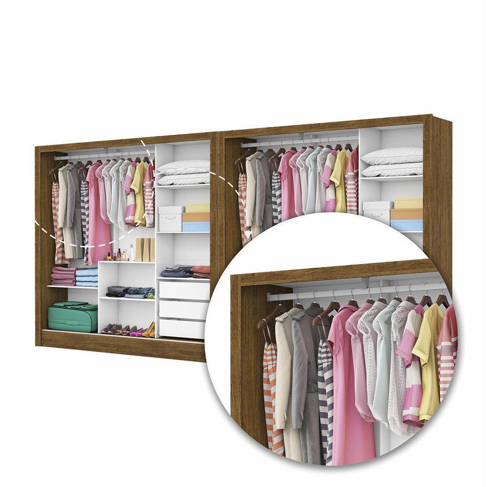Closet Casal Duplo Dubai 6 Portas Com Espelho 6 Gavetas Cinamomo Com Off White - 6