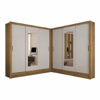 Closet Casal Duplo Dubai 6 Portas Com Espelho 6 Gavetas Cinamomo Com Off White - 3