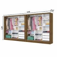 Closet Casal Duplo Dubai 6 Portas Com Espelho 6 Gavetas Cinamomo Com Off White - 5
