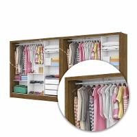 Closet Casal Duplo Dubai 6 Portas Com Espelho 6 Gavetas Cinamomo Com Off White - 6