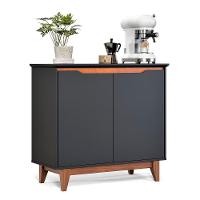 Aparador Buffet Flow 2 Portas Com Pés De Madeira Maciça Preto - 1