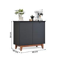 Aparador Buffet Flow 2 Portas Com Pés De Madeira Maciça Preto