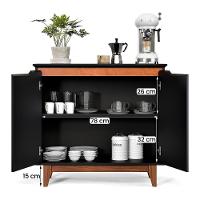 Aparador Buffet Flow 2 Portas Com Pés De Madeira Maciça Preto - 5