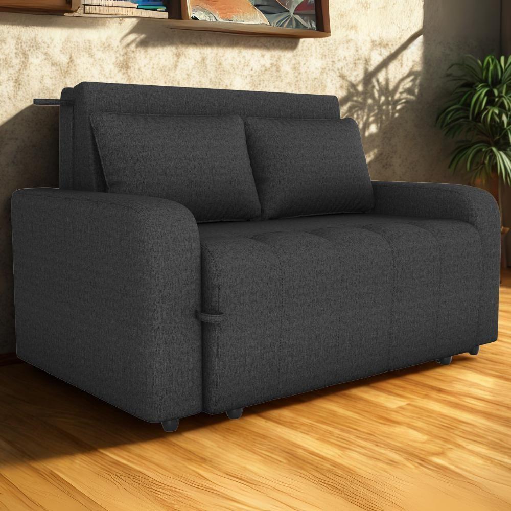 Sofa Cama 2 Lugares 138 Cm Amora Linho Vancouver Milani Store Chumbo - 2