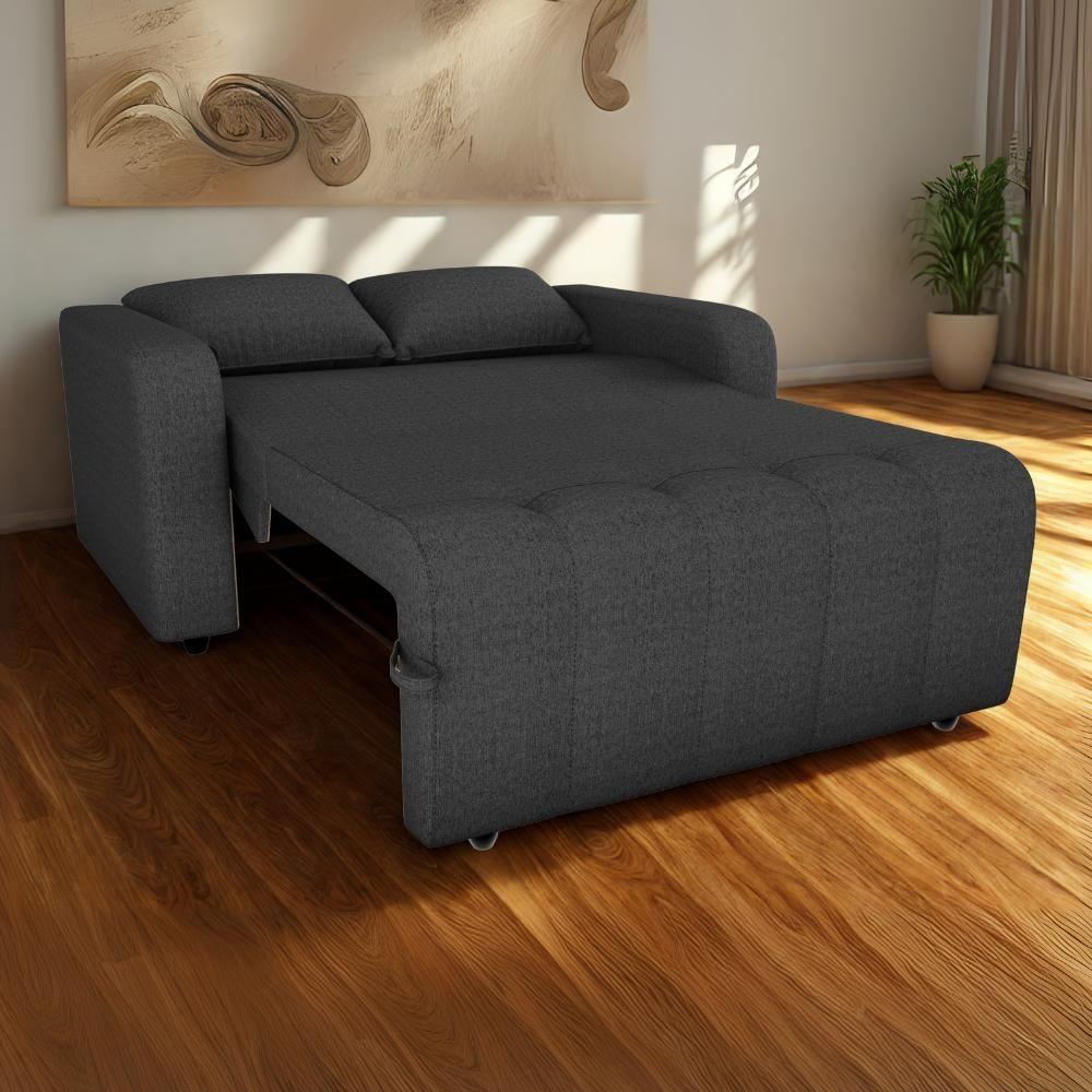 Sofa Cama 2 Lugares 138 Cm Amora Linho Vancouver Milani Store Chumbo - 8