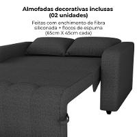 Sofa Cama 2 Lugares 138 Cm Amora Linho Vancouver Milani Store Chumbo - 5
