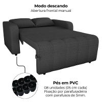 Sofa Cama 2 Lugares 138 Cm Amora Linho Vancouver Milani Store Chumbo - 6