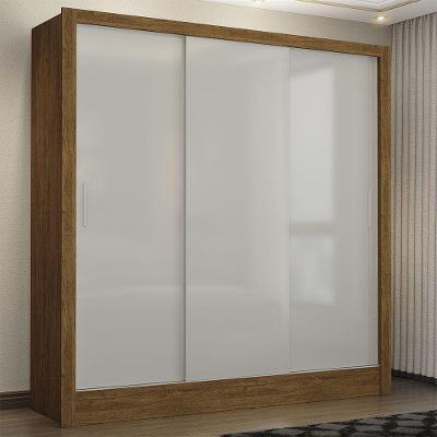 Guarda Roupa Casal Fortaleza 3 Portas de Correr Cinamomo Com Off White Carioca Móveis