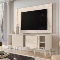 Conjunto Chronos Rack 2 Portas Com Painel Calacata/off-white Com Rack E Painel - 4