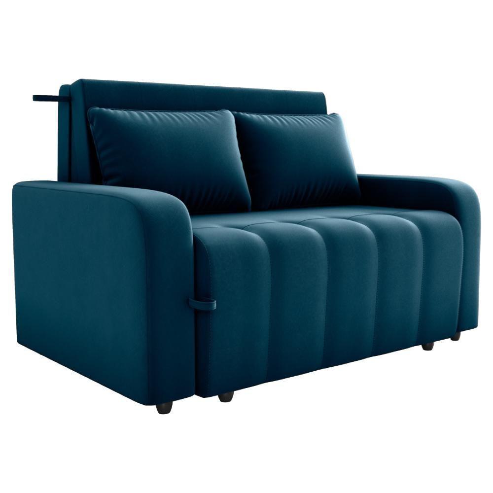 Sofa Cama 2 Lugares 138 Cm Amora Veludo Maserati Milani Store Azul - 1