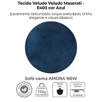 Sofa Cama 2 Lugares 138 Cm Amora Veludo Maserati Milani Store Azul - 6