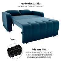 Sofa Cama 2 Lugares 138 Cm Amora Veludo Maserati Milani Store Azul - 7