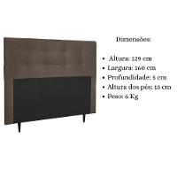 Cabeceira Estofada Cama Box Queen 160 Cm Lorena Suede Suede Marrom - 6