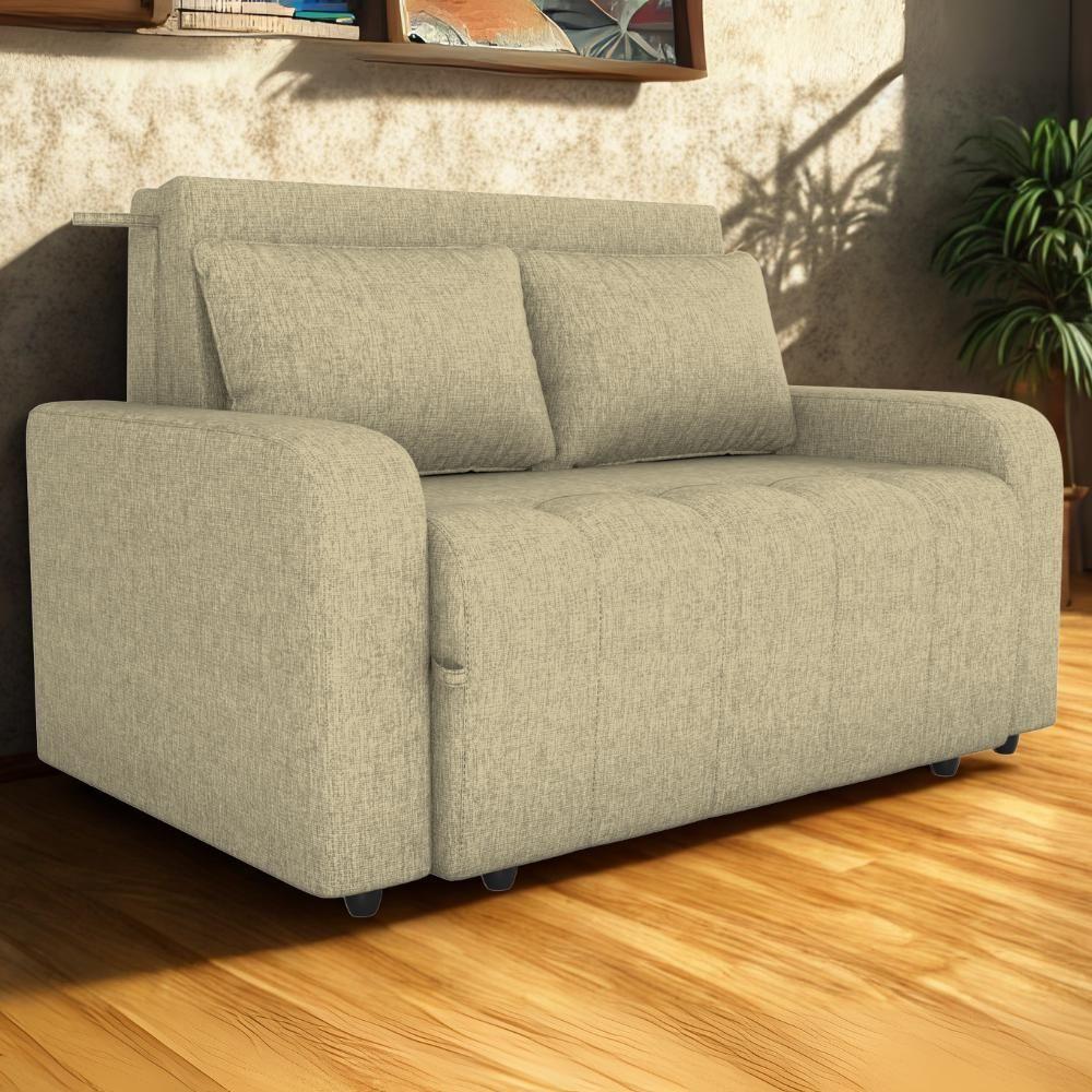 Sofa Cama 2 Lugares 138 Cm Amora Linho Vancouver Milani Store Palha - 2