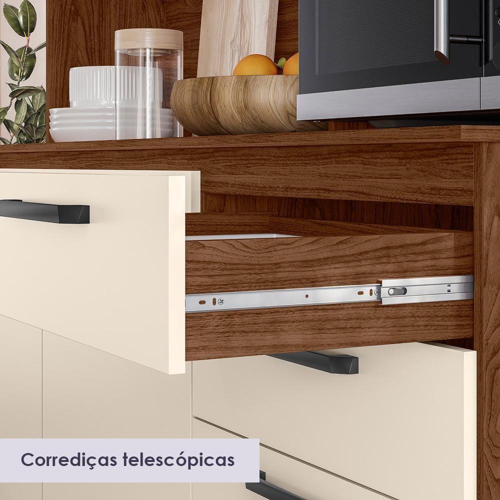 Cozinha Compacta 7 Portas 2 Gavetas 182 Cm Mega Nogueira Off White Ktp - 6