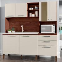 Cozinha Compacta 7 Portas 2 Gavetas 182 Cm Mega Nogueira Off White Ktp - 2