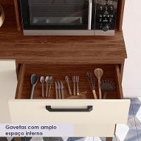 Cozinha Compacta 7 Portas 2 Gavetas 182 Cm Mega Nogueira Off White Ktp - 7