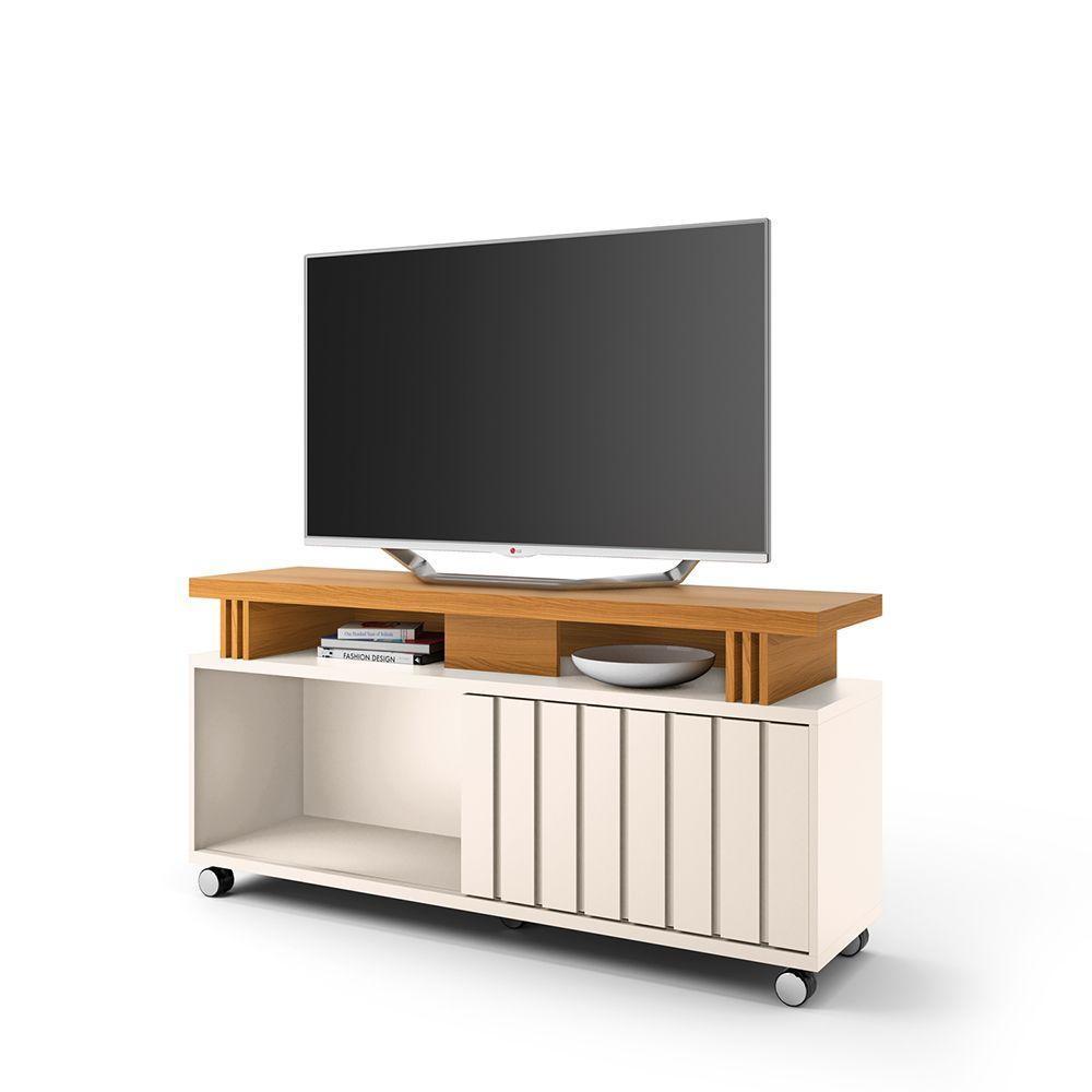 Rack Para Sala Bancada De Tv 70 Pol 136cm Sora 1.3 Off White/cinamomo H01 - D'rossi - 8