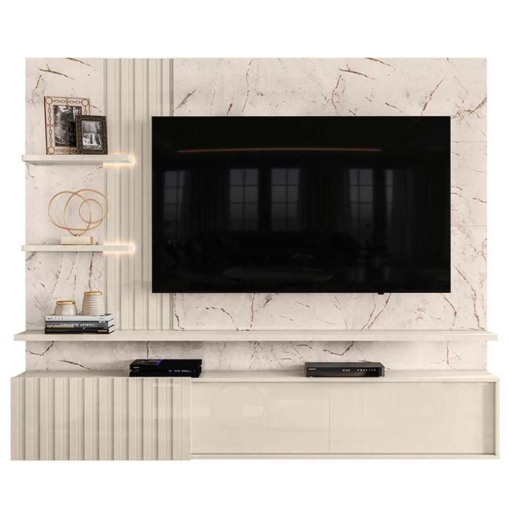 Painel Suspenso Tv 65 Pol 3p 200 Cm Atena Madetec Calacata Off White - 1