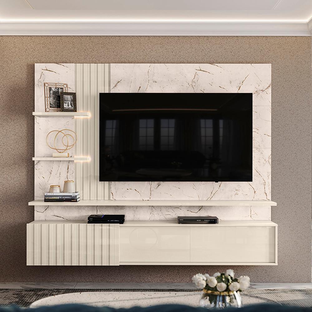 Painel Suspenso Tv 65 Pol 3p 200 Cm Atena Madetec Calacata Off White - 6