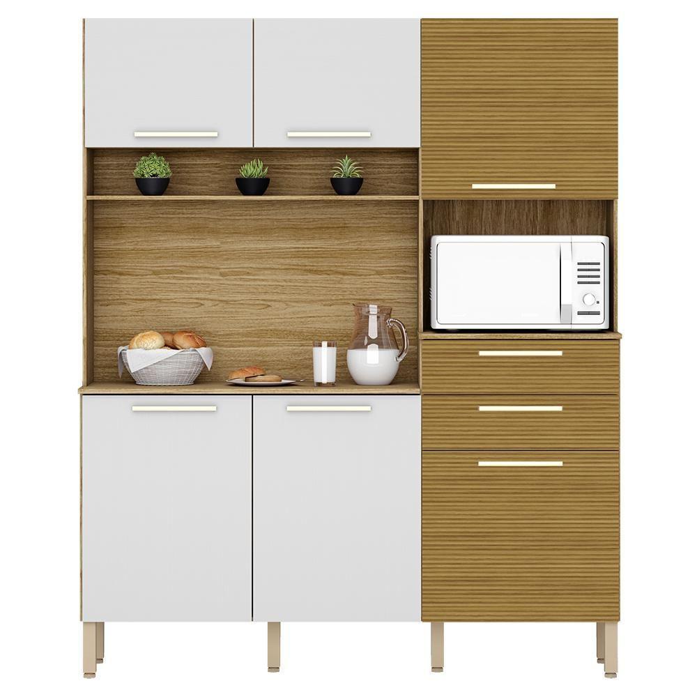 Cozinha Compacta 6 Portas 2 Gavetas 161 Cm Montesa Freijo Supremo Cp Ripado Freijo Ktp - 1