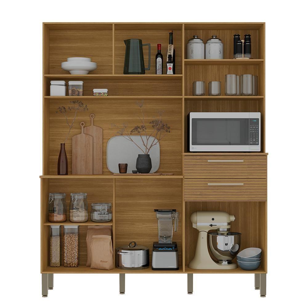 Cozinha Compacta 6 Portas 2 Gavetas 161 Cm Montesa Freijo Supremo Cp Ripado Freijo Ktp - 2