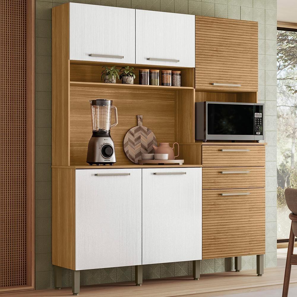 Cozinha Compacta 6 Portas 2 Gavetas 161 Cm Montesa Freijo Supremo Cp Ripado Freijo Ktp - 4