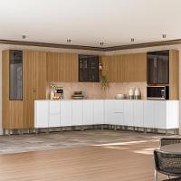 Armário De Cozinha CP08 Com Tampo 120cm Minsk Branco/Freijó Z06 - Mpozenato - 2