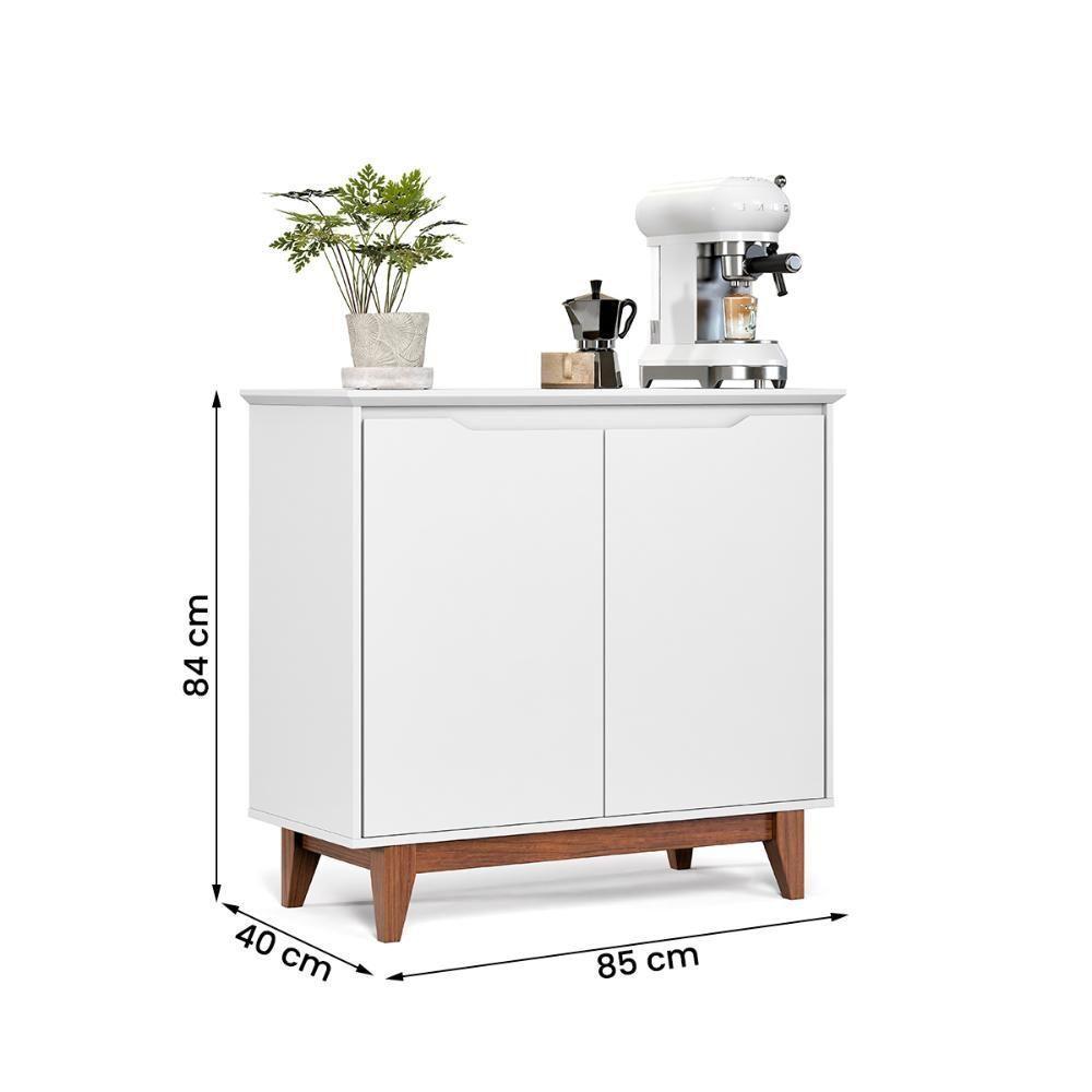 Aparador Buffet Flow 2 Portas Com Pés De Madeira Maciça Branco - 4
