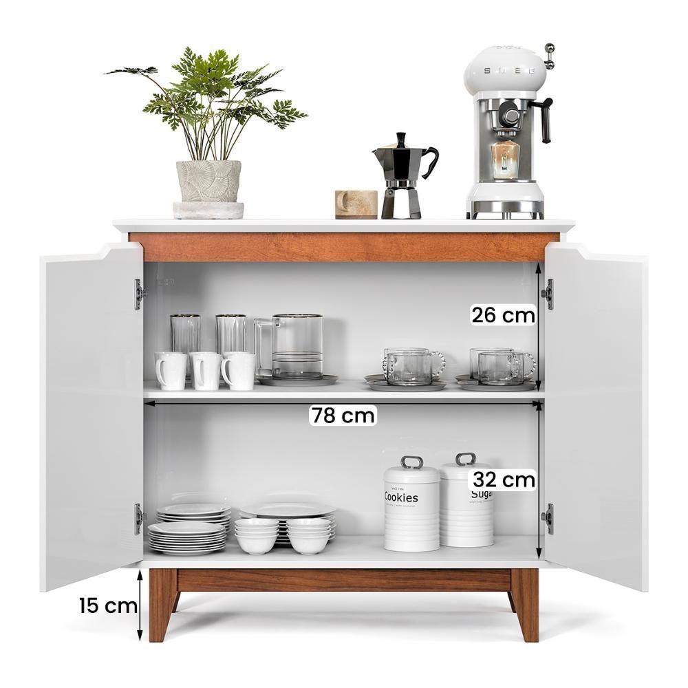 Aparador Buffet Flow 2 Portas Com Pés De Madeira Maciça Branco - 5