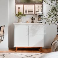 Aparador Buffet Flow 2 Portas Com Pés De Madeira Maciça Branco - 2